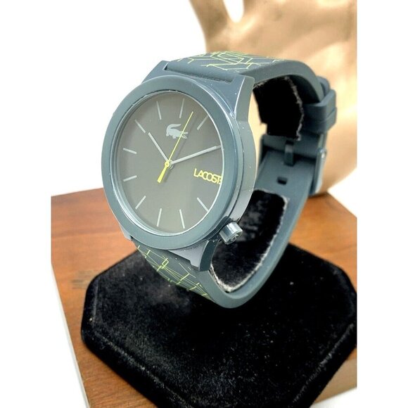Lacoste Men's Watch 2010958 Quartz Yellow Gray Dial Rubber Band 42mm - Picture 2 of 13